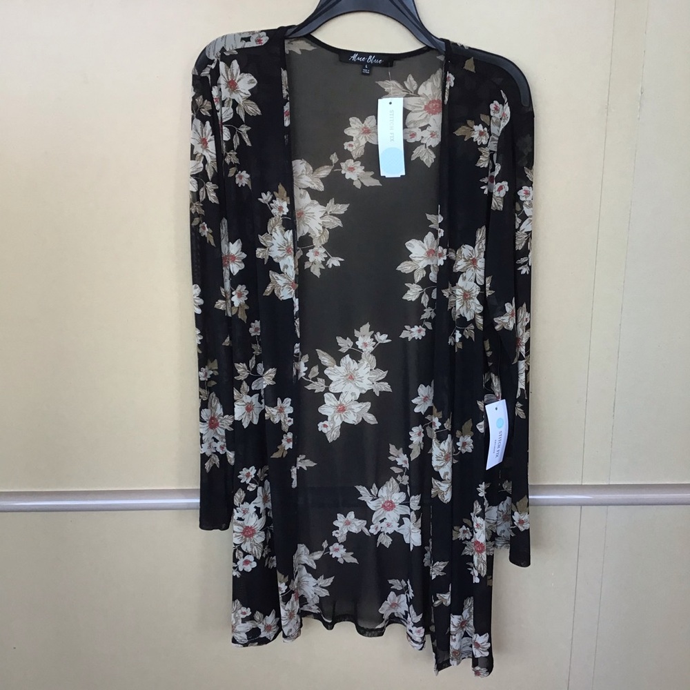 Stitch Fix Alice Blue Floral Sheer Duster Kimono Size: L Style: 134955950